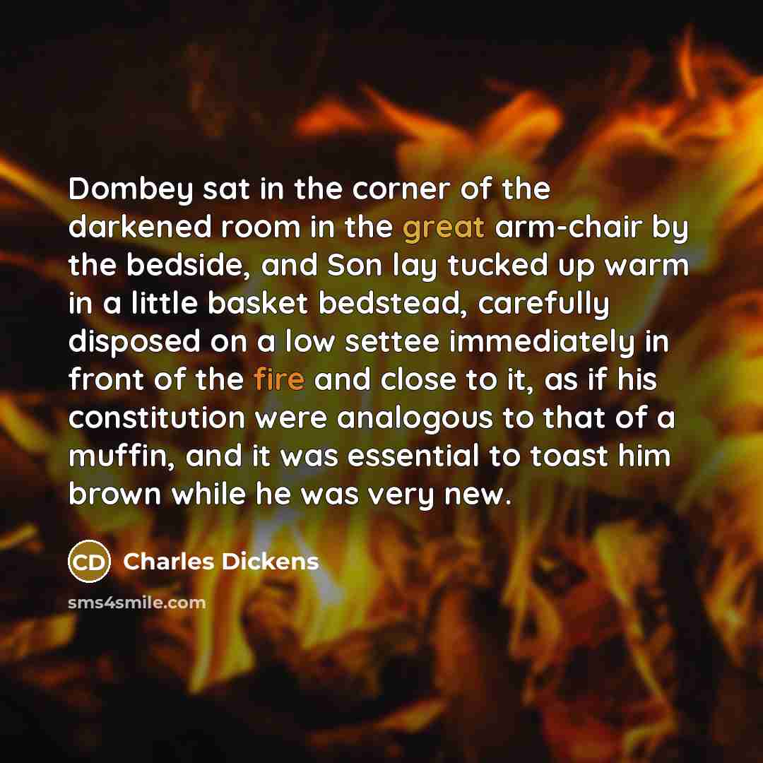 “Dombey sat in the corner of the darkened room in…” quote by Charles Dickens