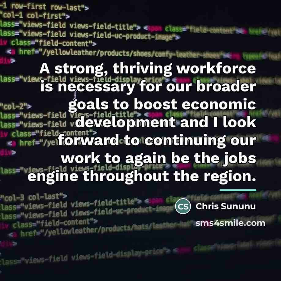 “A strong, thriving workforce is necessary for our broader goals…” quote by Chris Sununu