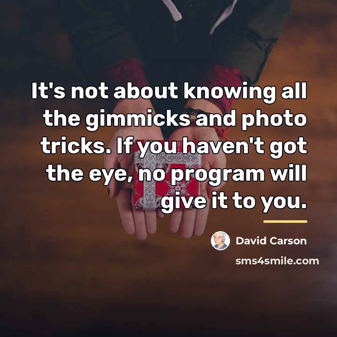 “It's not about knowing all the gimmicks and photo tricks.…” quote by David Carson
