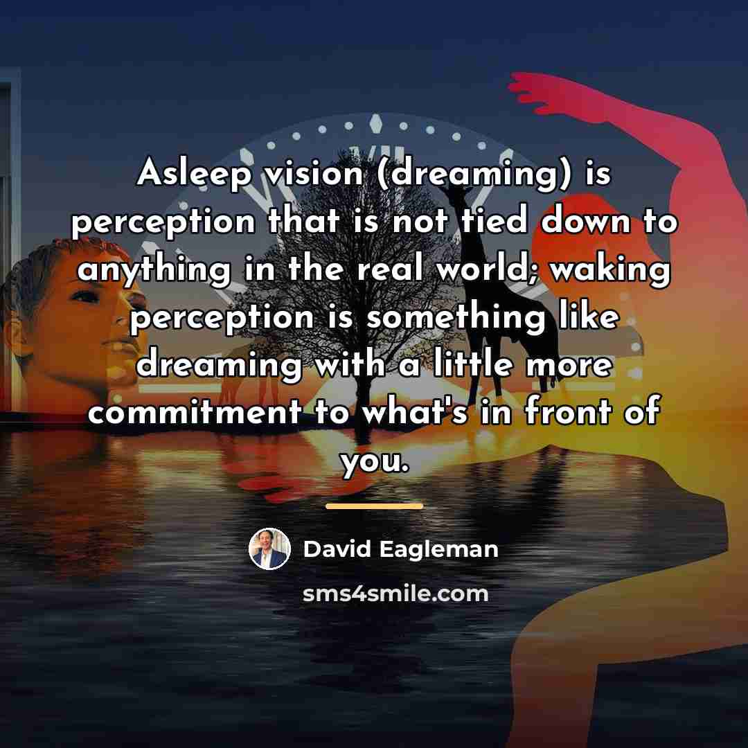 “Asleep vision (dreaming) is perception that is not tied down…” quote by David Eagleman