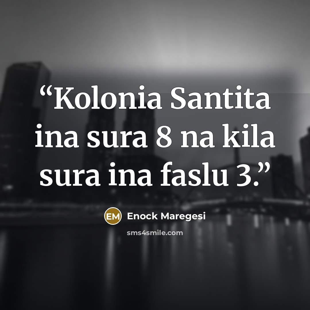 “Kolonia Santita ina sura 8 na kila sura ina faslu 3.” quote by Enock Maregesi
