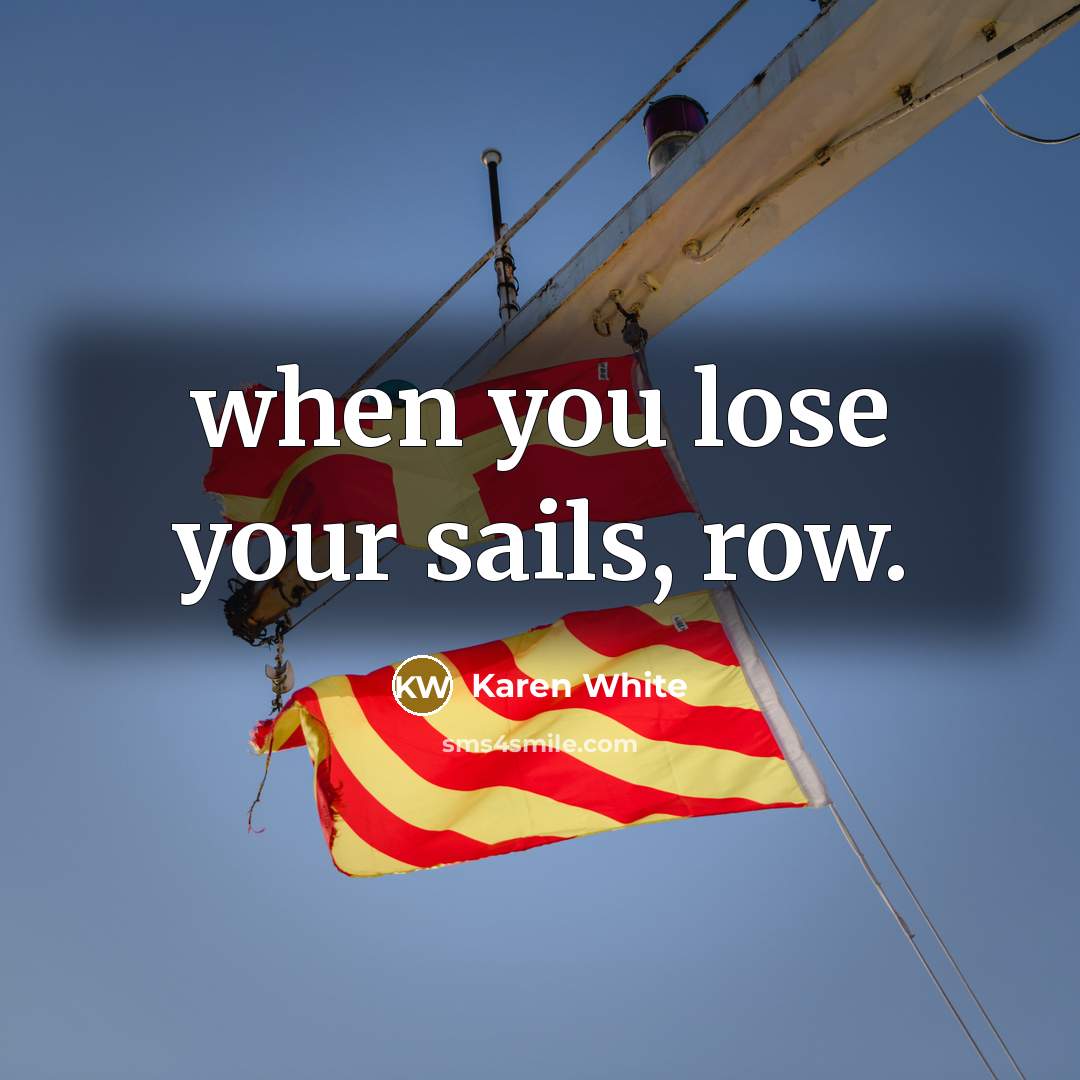 “when you lose your sails, row.…” quote by Karen White