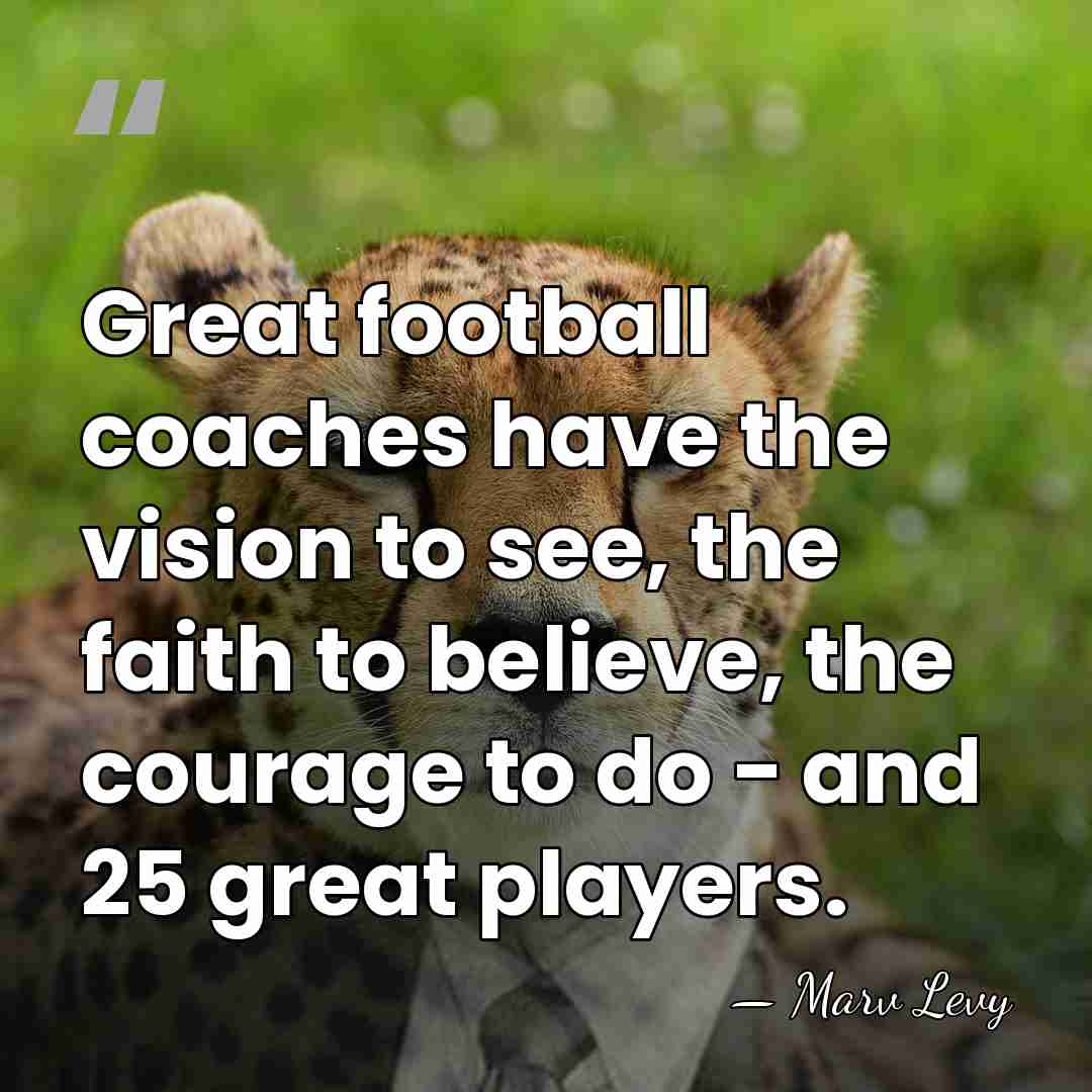 Great football coaches have the vision to see, the faith to believe,&hellip; - Marv Levy