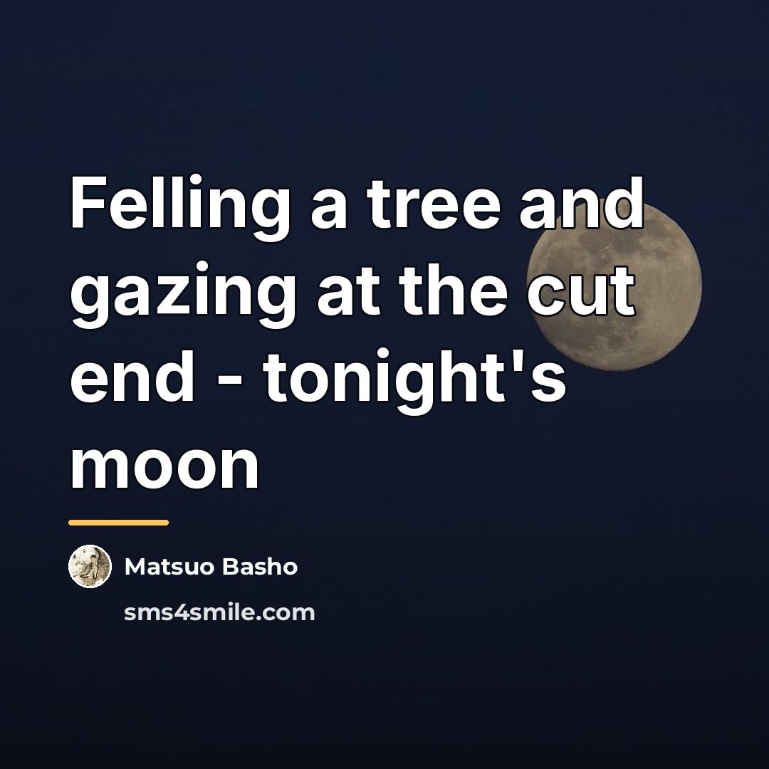 “Felling a tree and gazing at the cut end -…” quote by Matsuo Basho