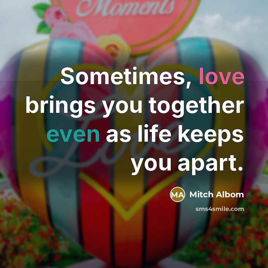 “Sometimes, love brings you together even as life keeps you apart.” quote by Mitch Albom