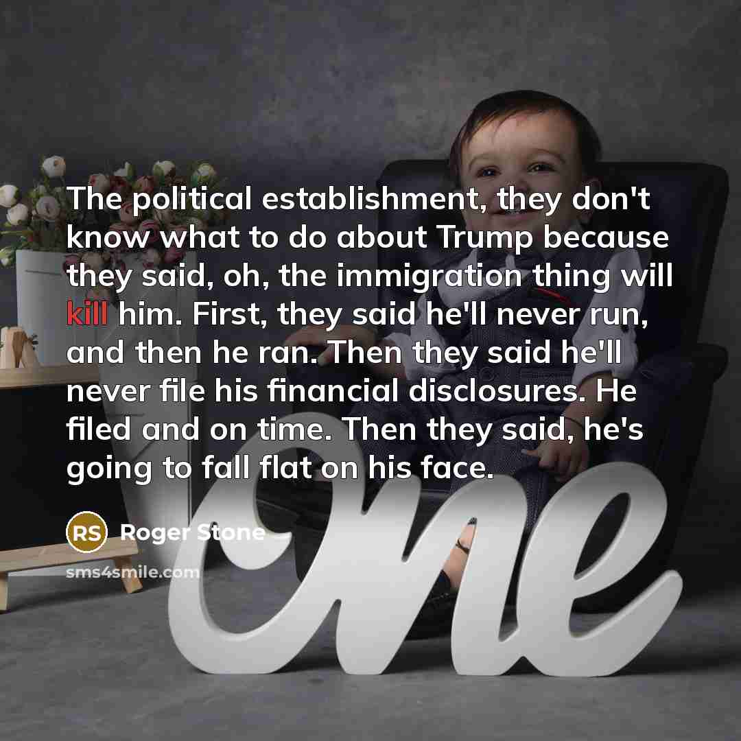 “The political establishment, they don't know what to do about…” quote by Roger Stone