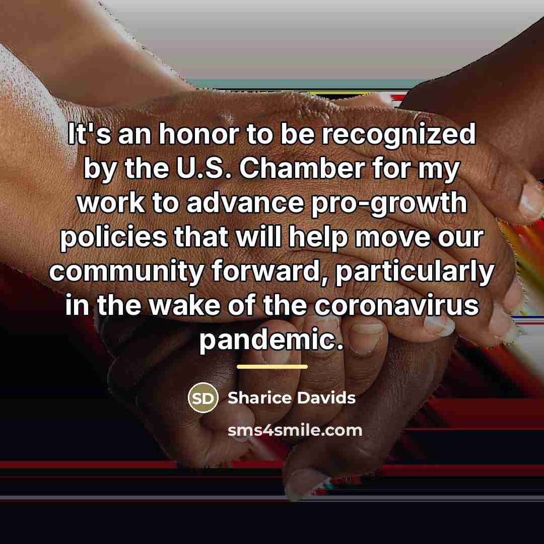 “It's an honor to be recognized by the U.S. Chamber…” quote by Sharice Davids