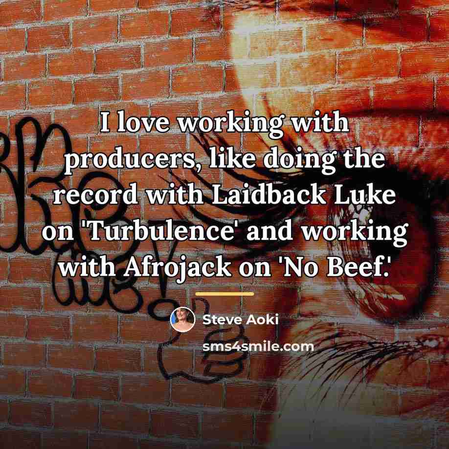“I love working with producers, like doing the record with…” quote by Steve Aoki