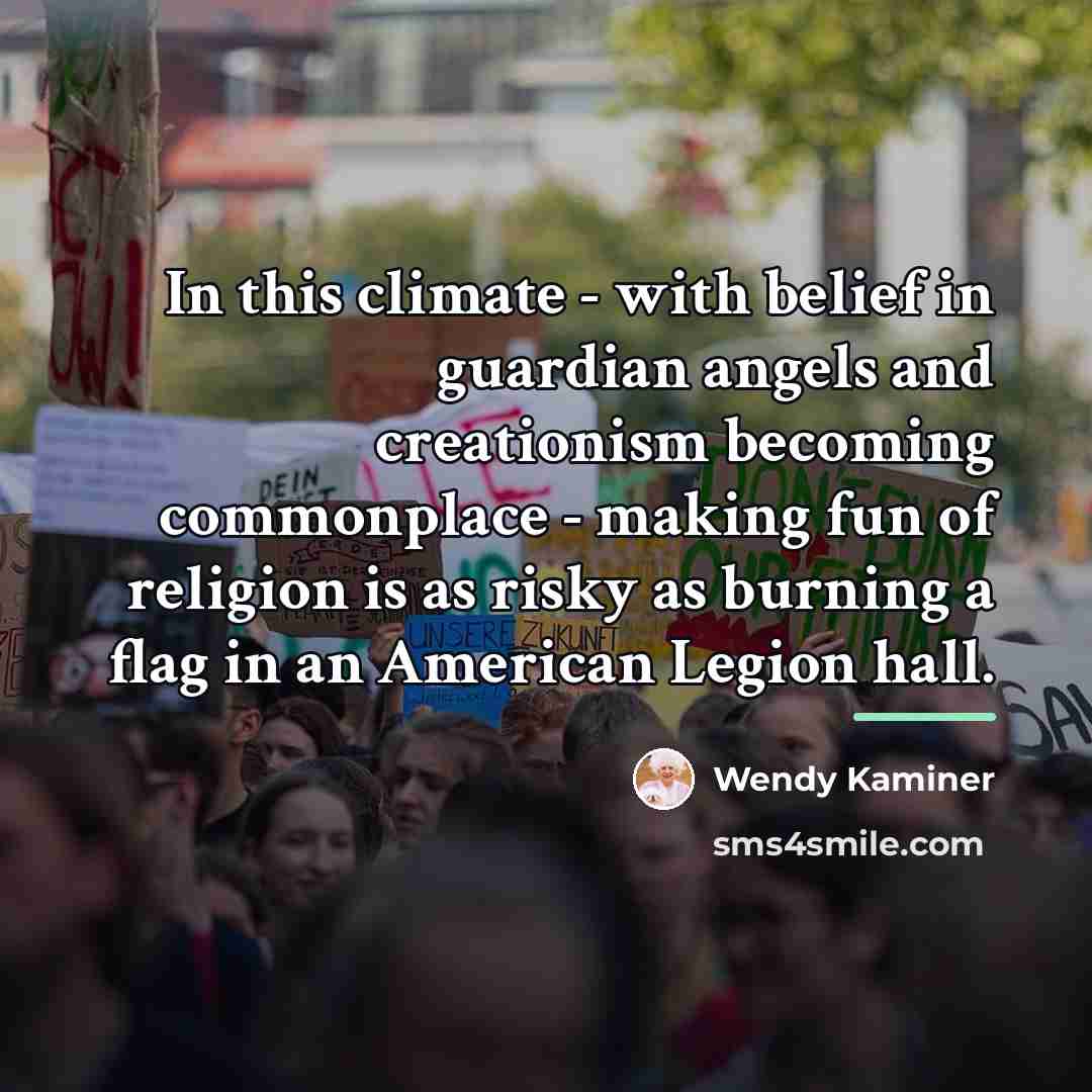 “In this climate - with belief in guardian angels and…” quote by Wendy Kaminer