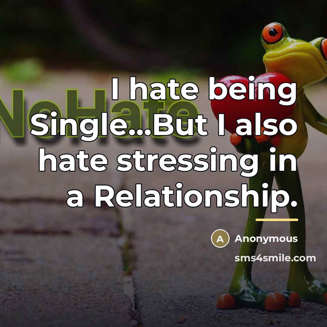 “I hate being Single...But I also hate stressing in a…” quote by Anonymous