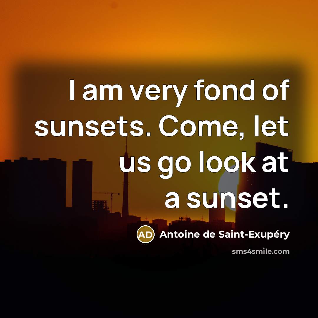 “I am very fond of sunsets. Come, let us go…” quote by Antoine de Saint-Exupery