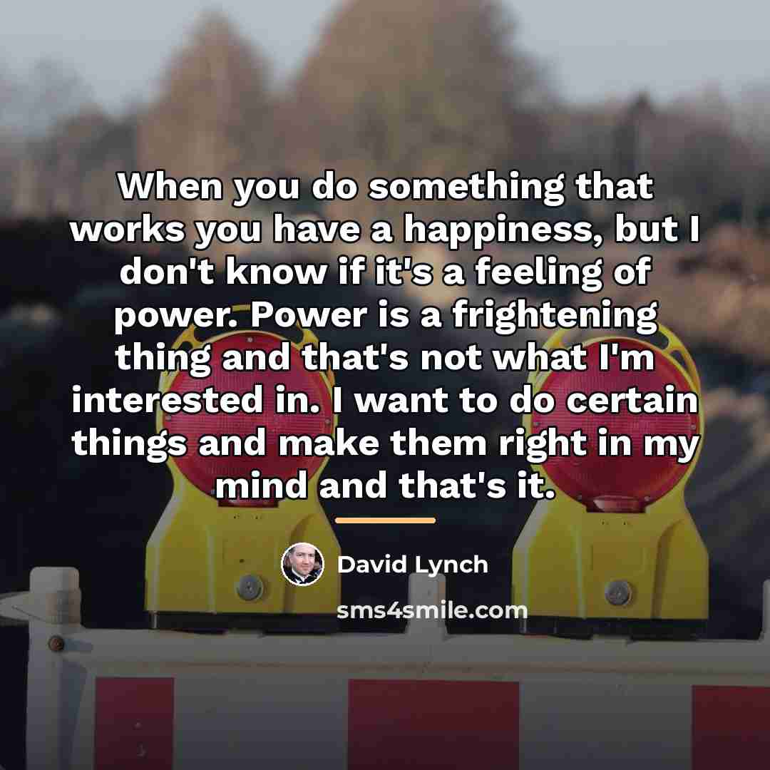 “When you do something that works you have a happiness,…” quote by David Lynch
