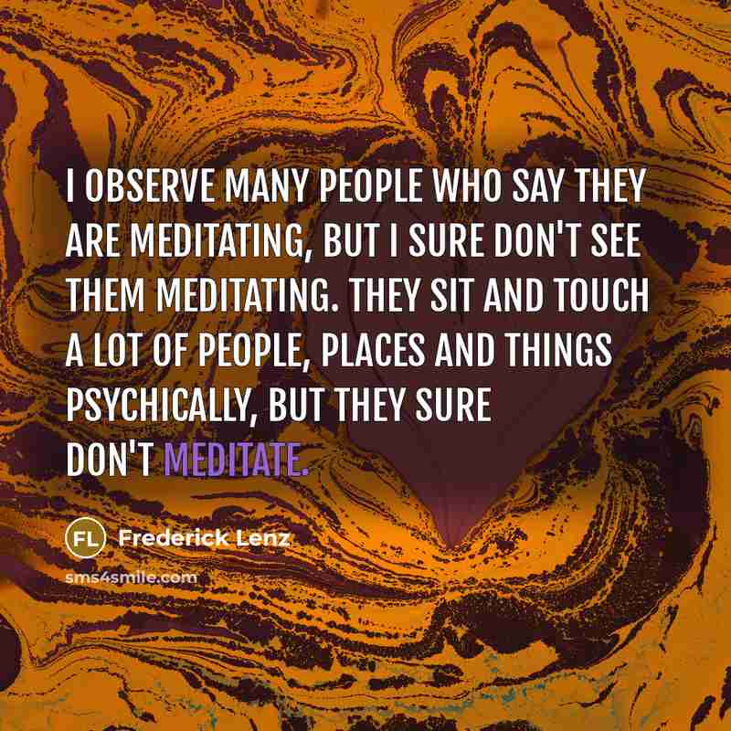“I observe many people who say they are meditating, but…” quote by Frederick Lenz