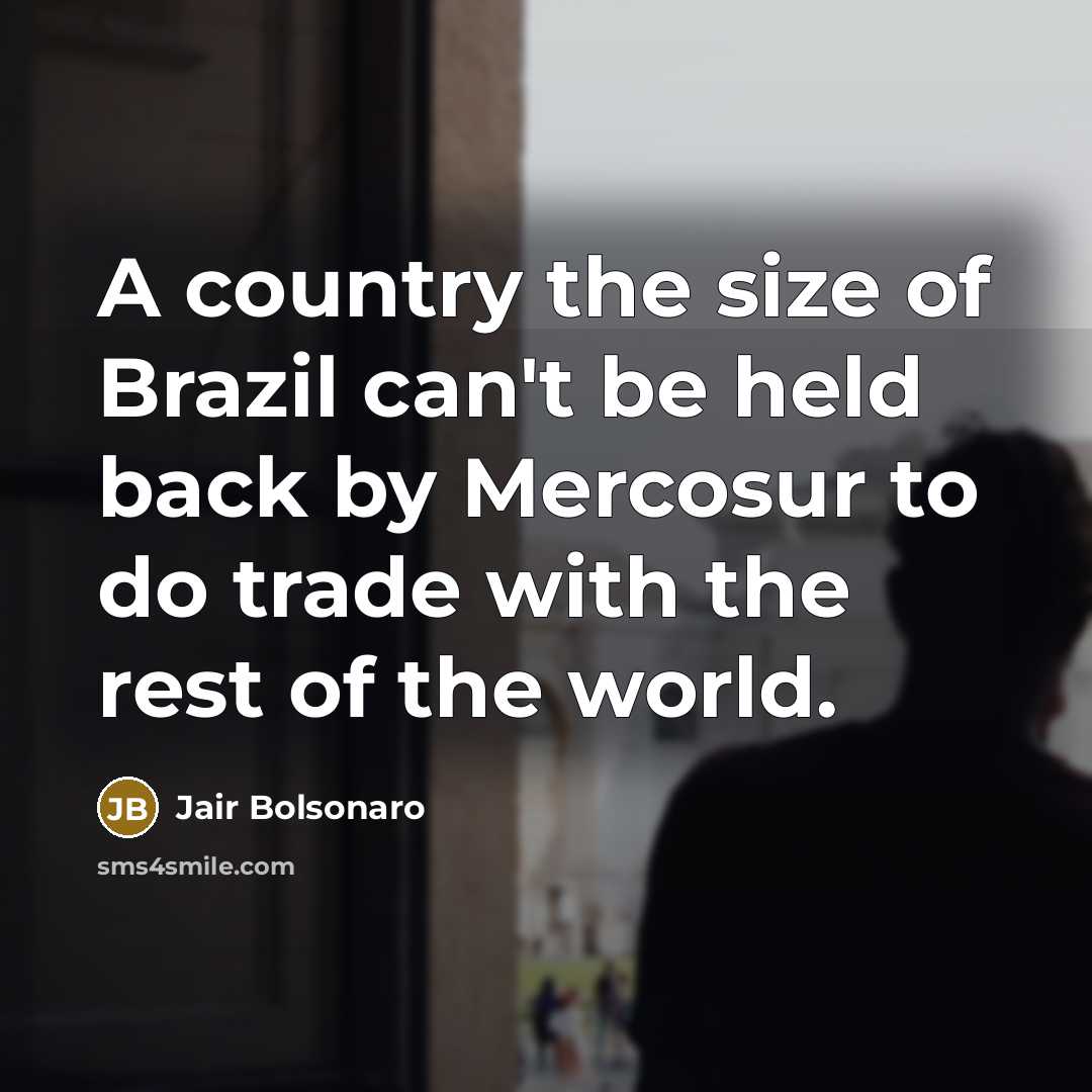 “A country the size of Brazil can't be held back…” quote by Jair Bolsonaro