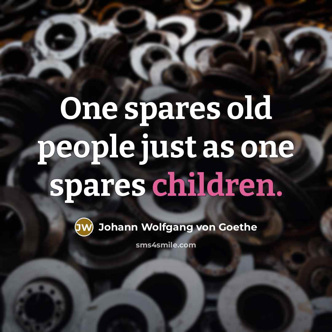 “One spares old people just as one spares children.…” quote by Johann Wolfgang von Goethe