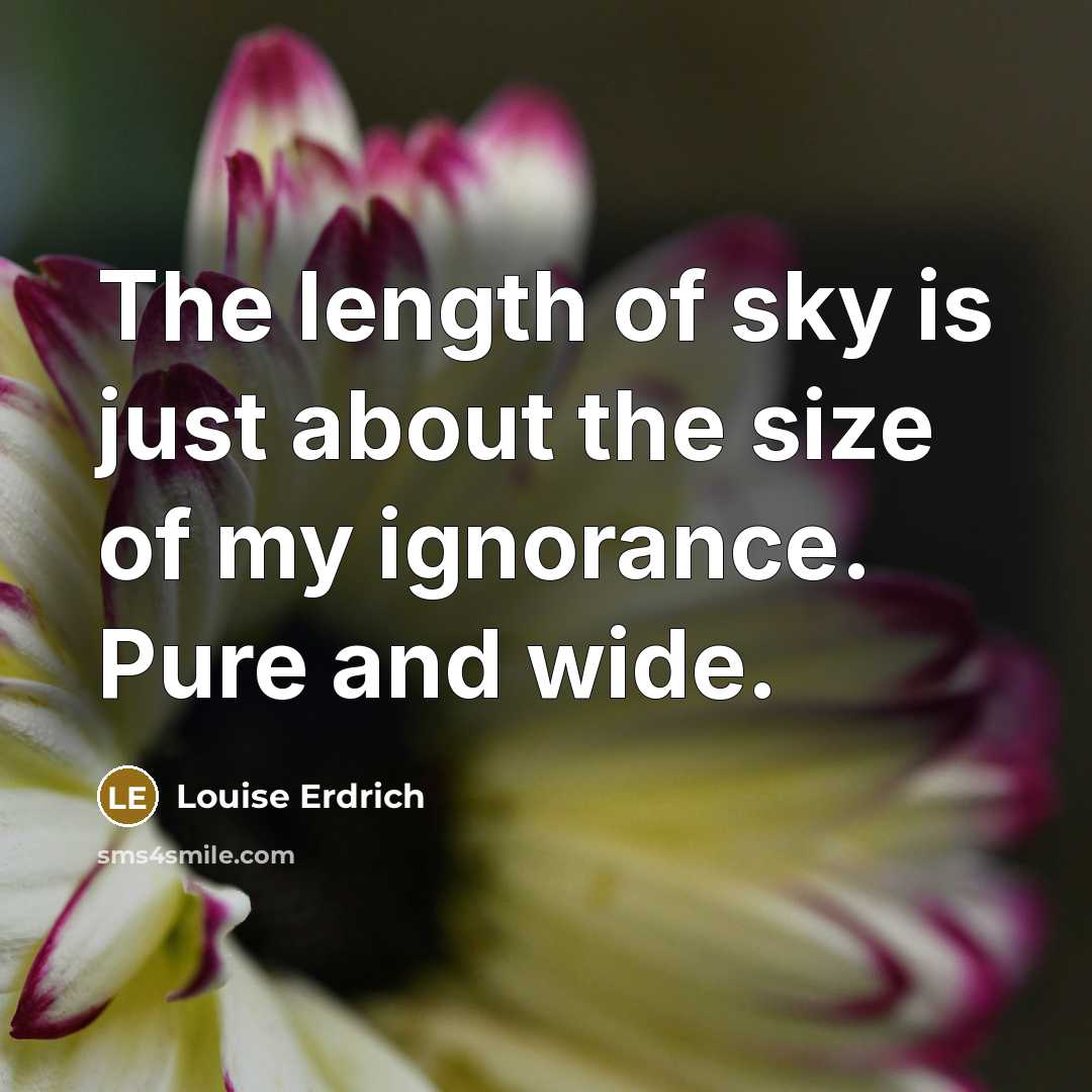 “The length of sky is just about the size of…” quote by Louise Erdrich
