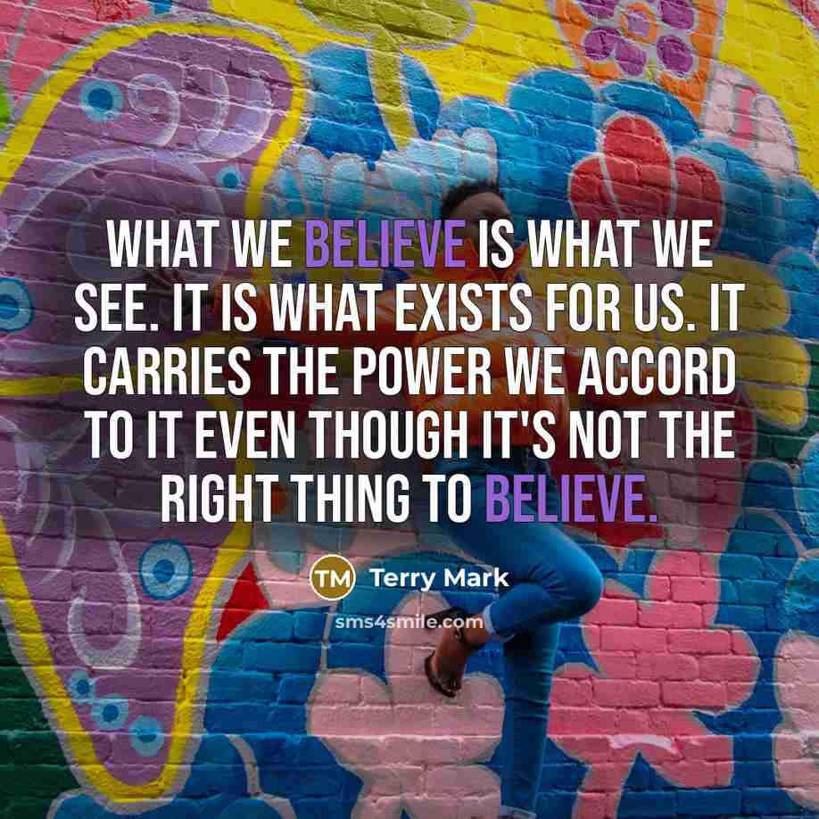 “What we believe is what we see. It is what…” quote by Terry Mark