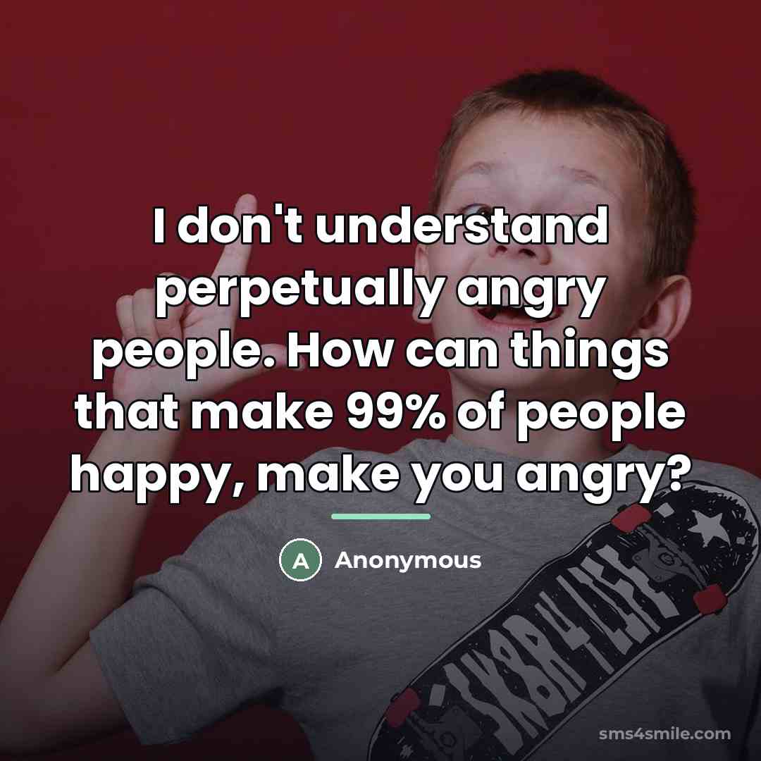 “I don't understand perpetually angry people. How can things that…” quote by Anonymous