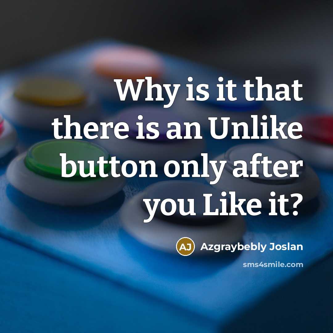 “Why is it that there is an Unlike button only after you Like it?” quote by Azgraybebly Joslan