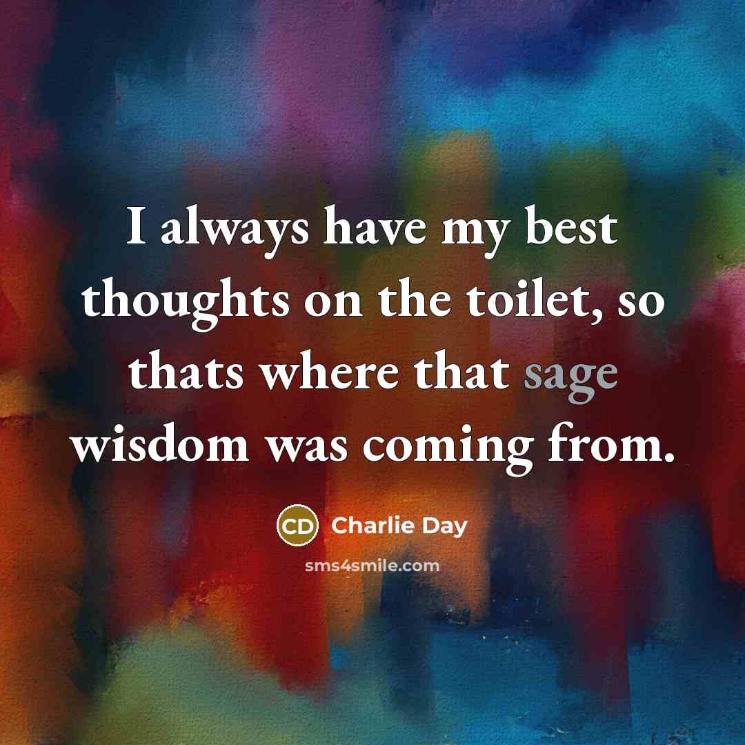“I always have my best thoughts on the toilet, so…” quote by Charlie Day