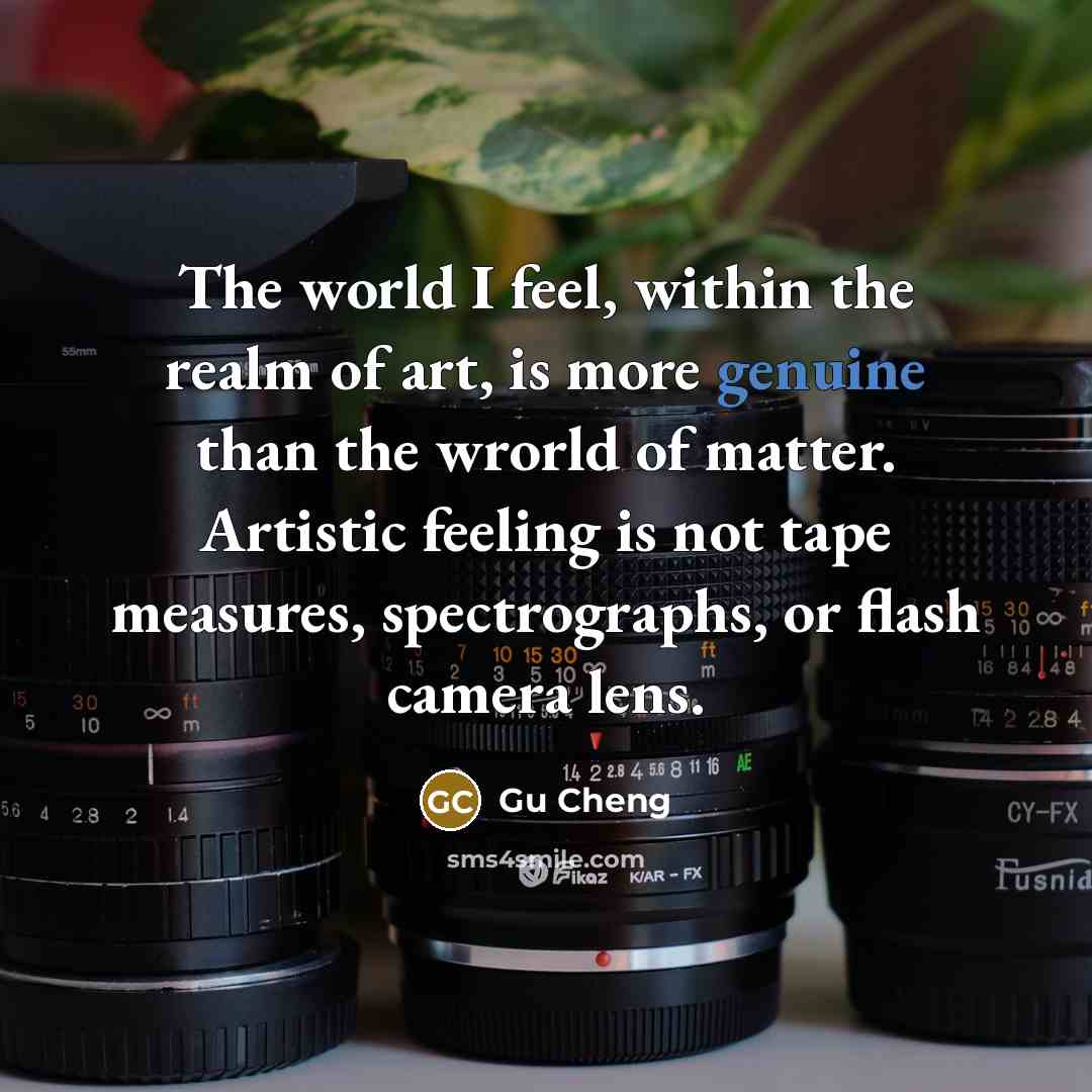 “The world I feel, within the realm of art, is…” quote by Gu Cheng