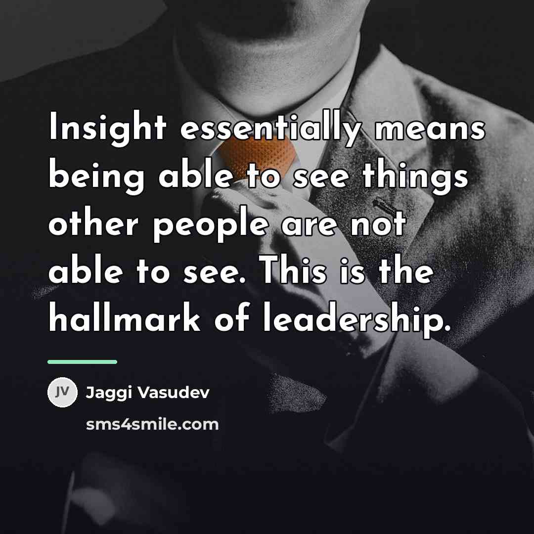 “Insight essentially means being able to see things other people…” quote by Jaggi Vasudev
