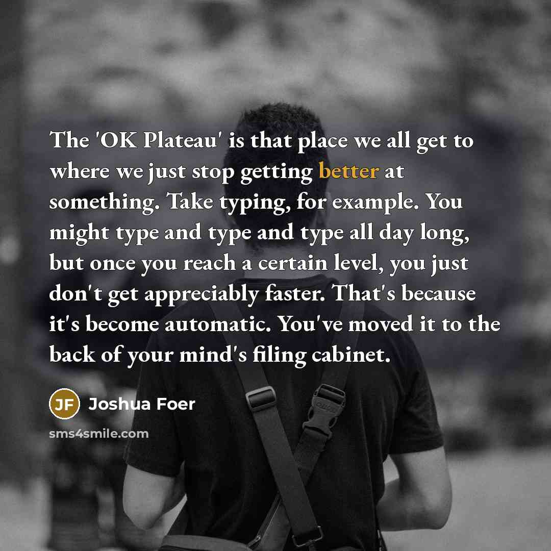 “The 'OK Plateau' is that place we all get to…” quote by Joshua Foer