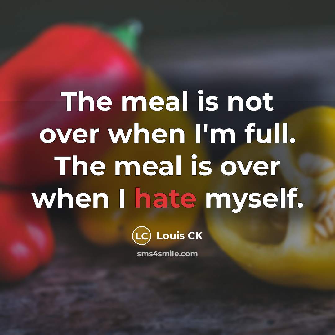 “The meal is not over when I'm full. The meal…” quote by Louis CK