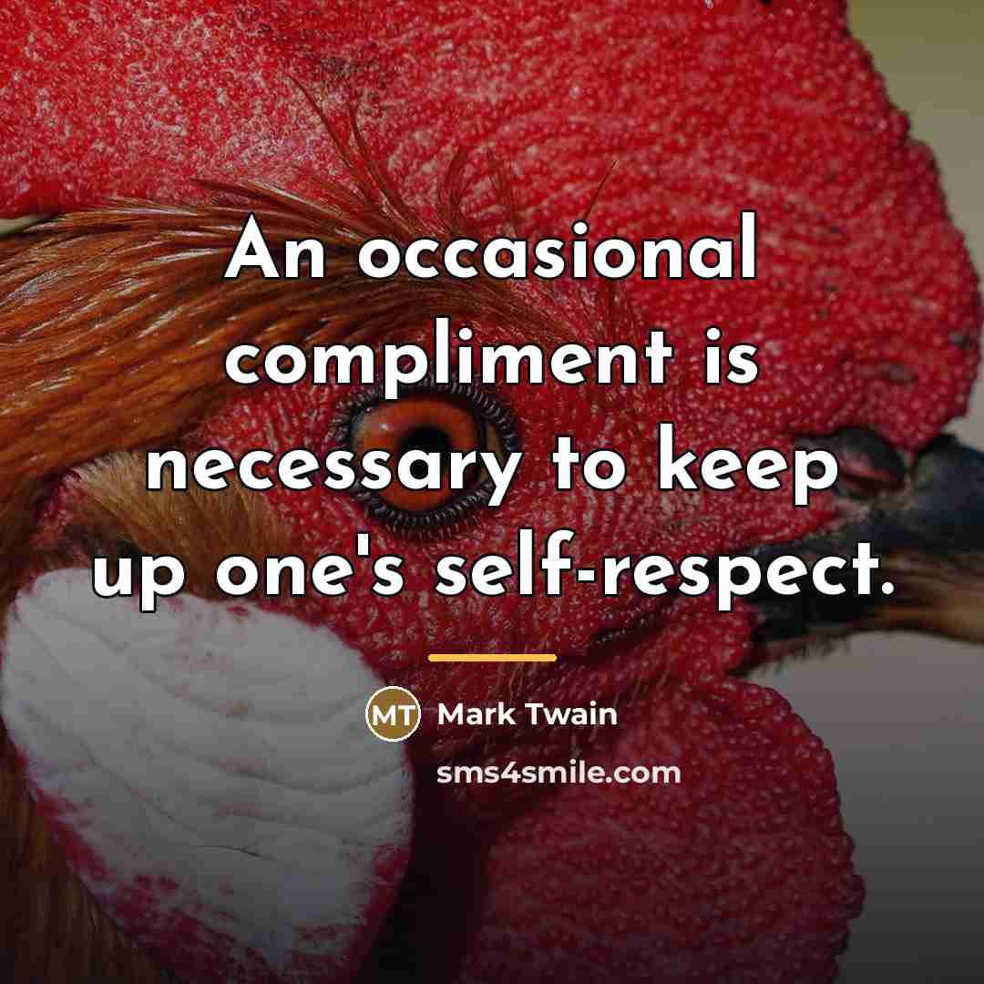 “An occasional compliment is necessary to keep up one's self-respect.…” quote by Mark Twain