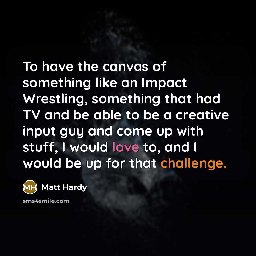 “To have the canvas of something like an Impact Wrestling,…” quote by Matt Hardy