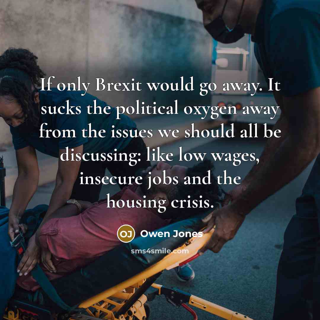 “If only Brexit would go away. It sucks the political…” quote by Owen Jones