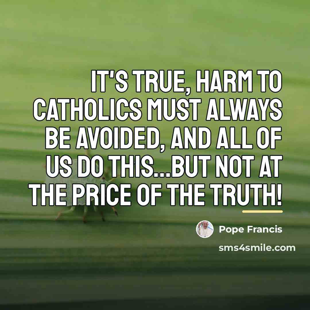 “It's true, harm to Catholics must always be avoided, and…” quote by Pope Francis
