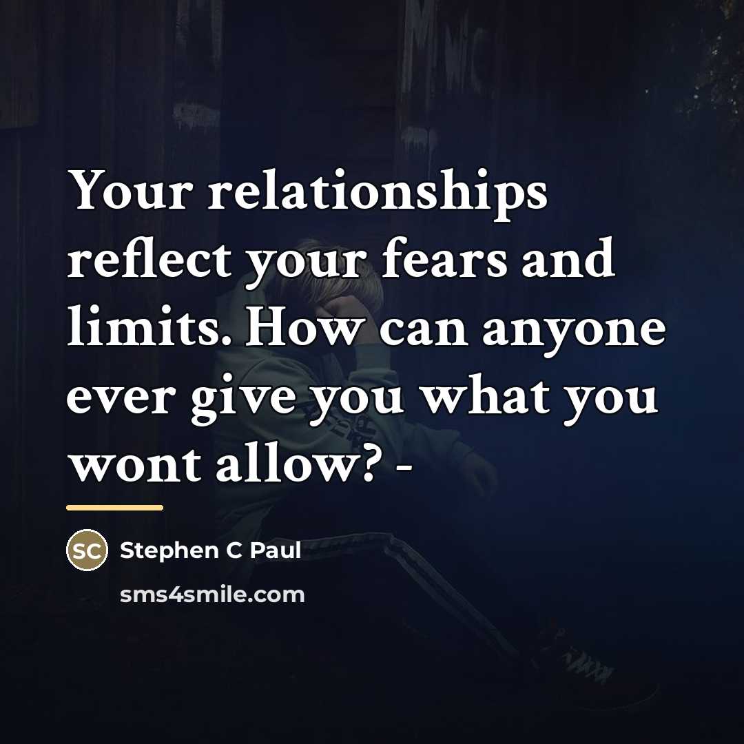 “Your relationships reflect your fears and limits. How can anyone…” quote by Stephen C Paul