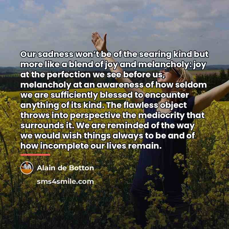 “Our sadness won’t be of the searing kind but more…” quote by Alain de Botton