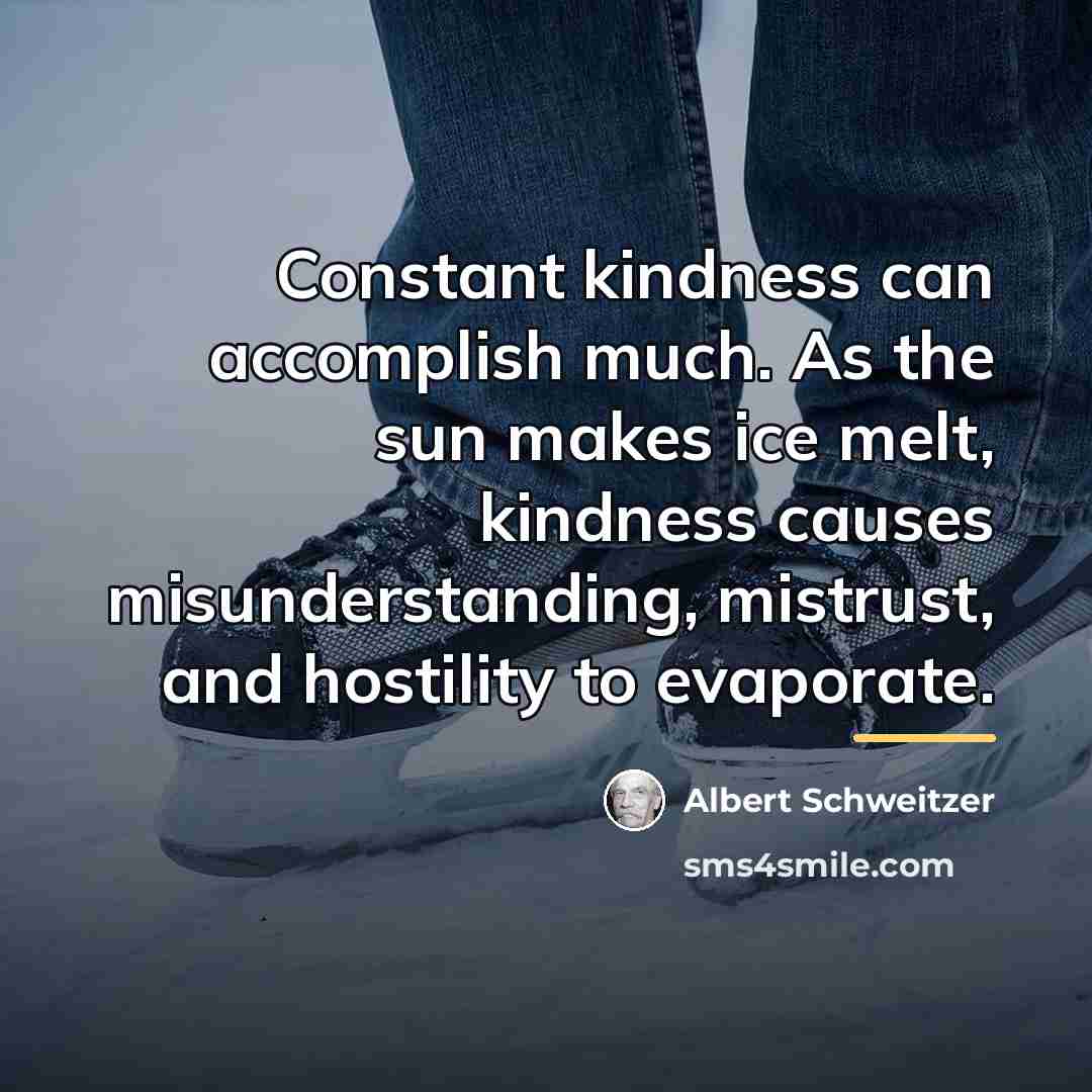 “Constant kindness can accomplish much. As the sun makes ice…” quote by Albert Schweitzer