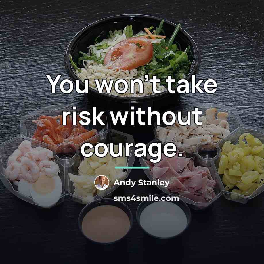 “You won't take risk without courage.…” quote by Andy Stanley