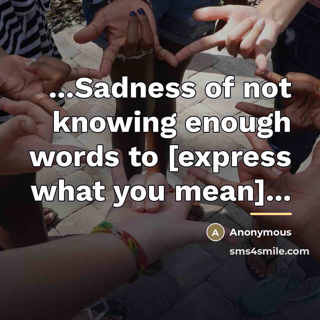 “...Sadness of not knowing enough words to [express what you…” quote by Anonymous