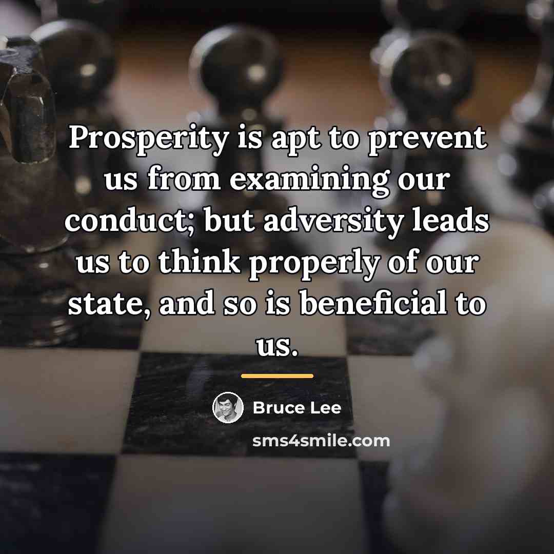 “Prosperity is apt to prevent us from examining our conduct;…” quote by Bruce Lee