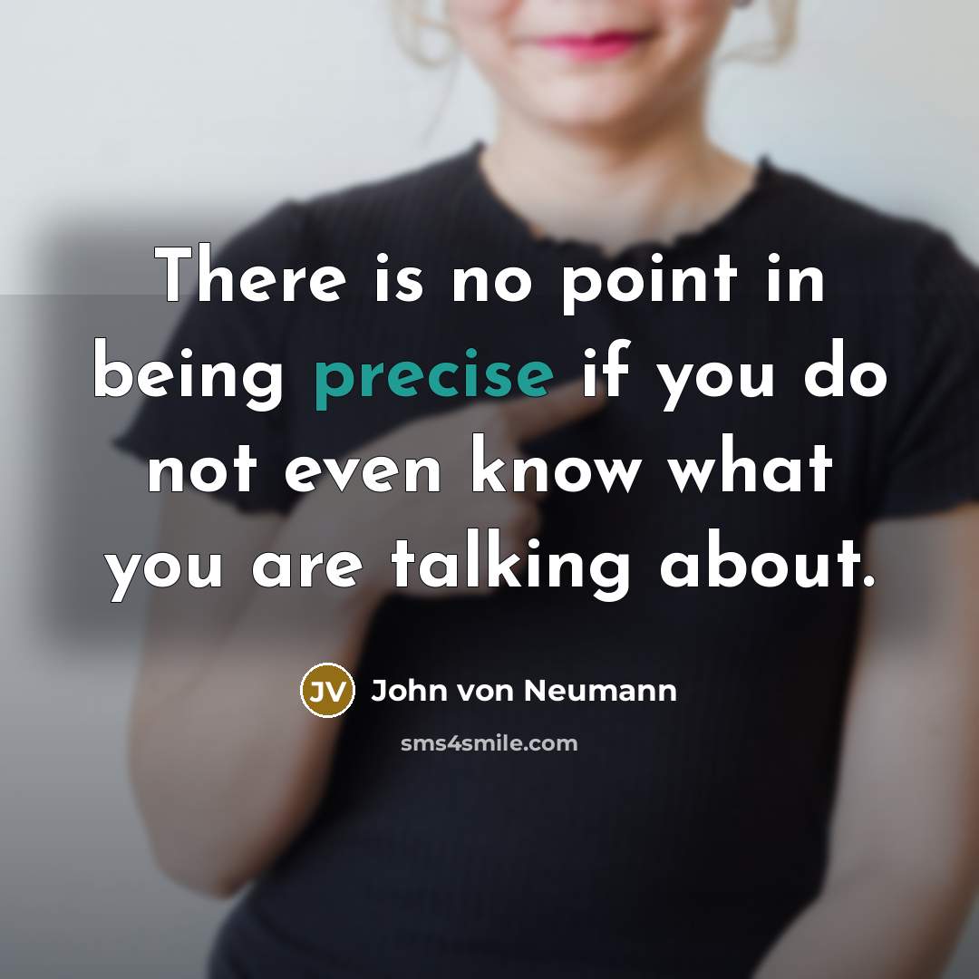 “There is no point in being precise if you do…” quote by John von Neumann