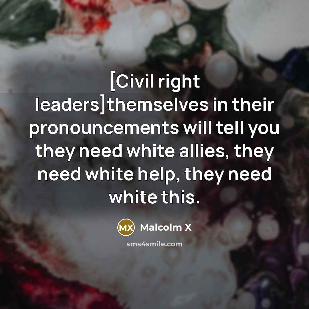 “[Civil right leaders]themselves in their pronouncements will tell you they…” quote by Malcolm X