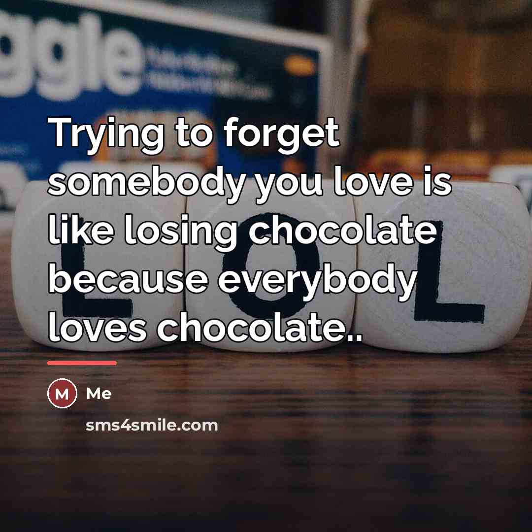 “Trying to forget somebody you love is like losing chocolate…” quote by Me