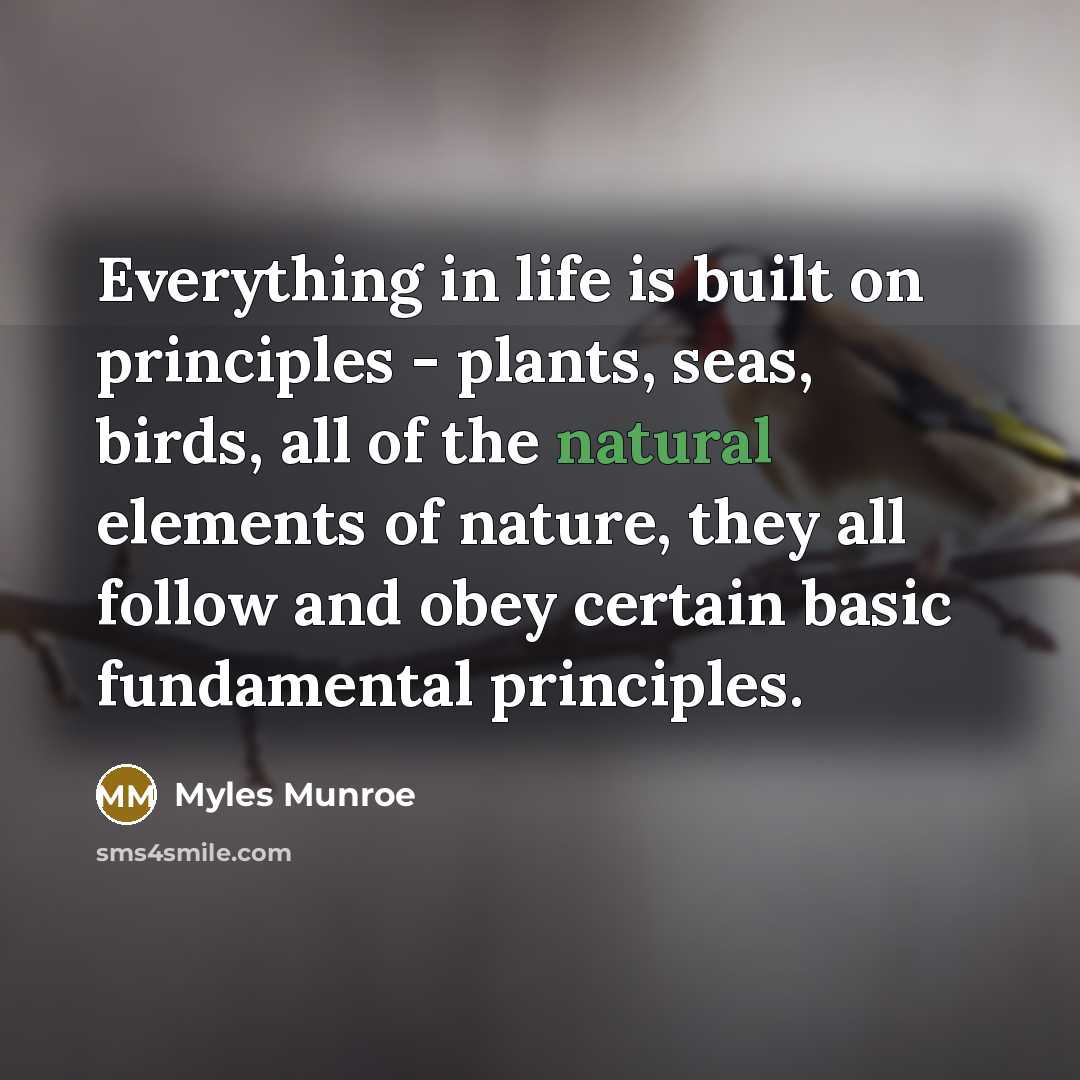 “Everything in life is built on principles - plants, seas,…” quote by Myles Munroe
