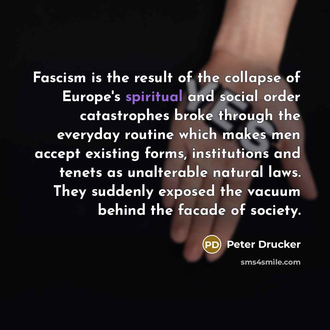 “Fascism is the result of the collapse of Europe's spiritual…” quote by Peter Drucker