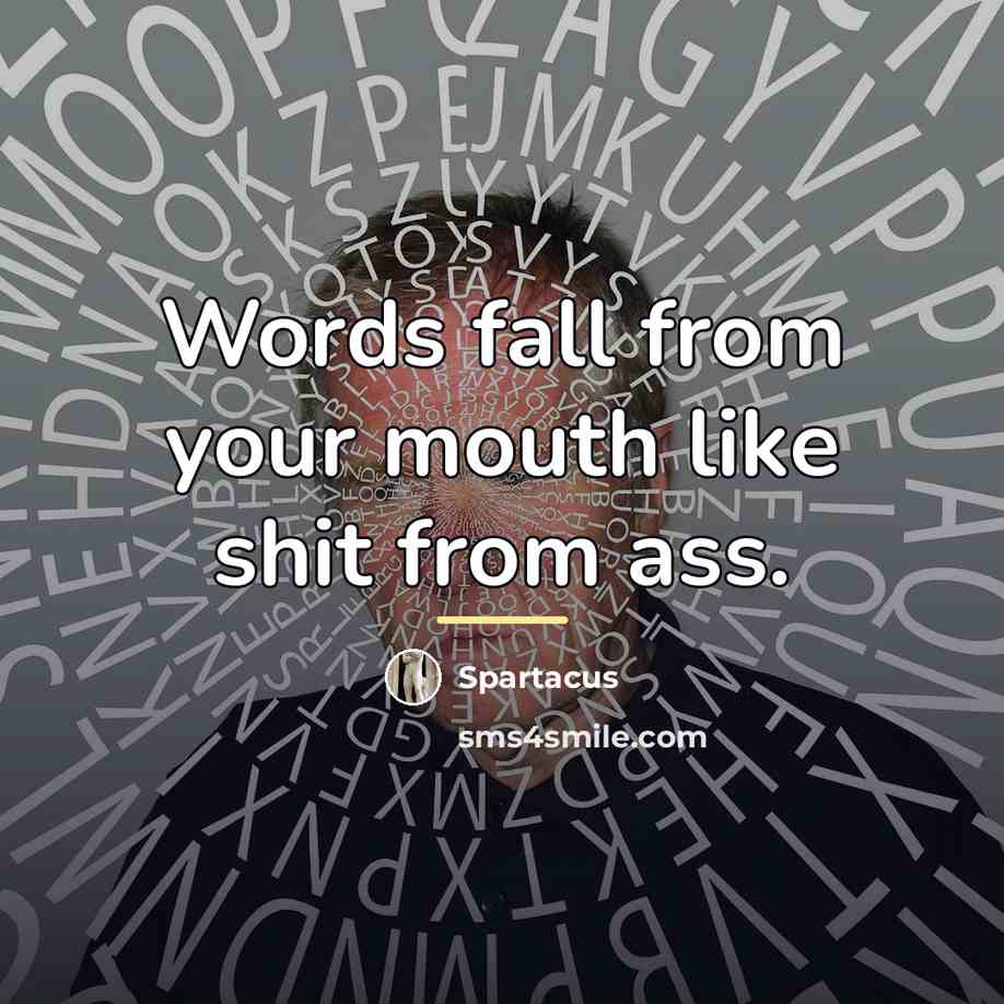 “Words fall from your mouth like shit from ass.…” quote by Spartacus
