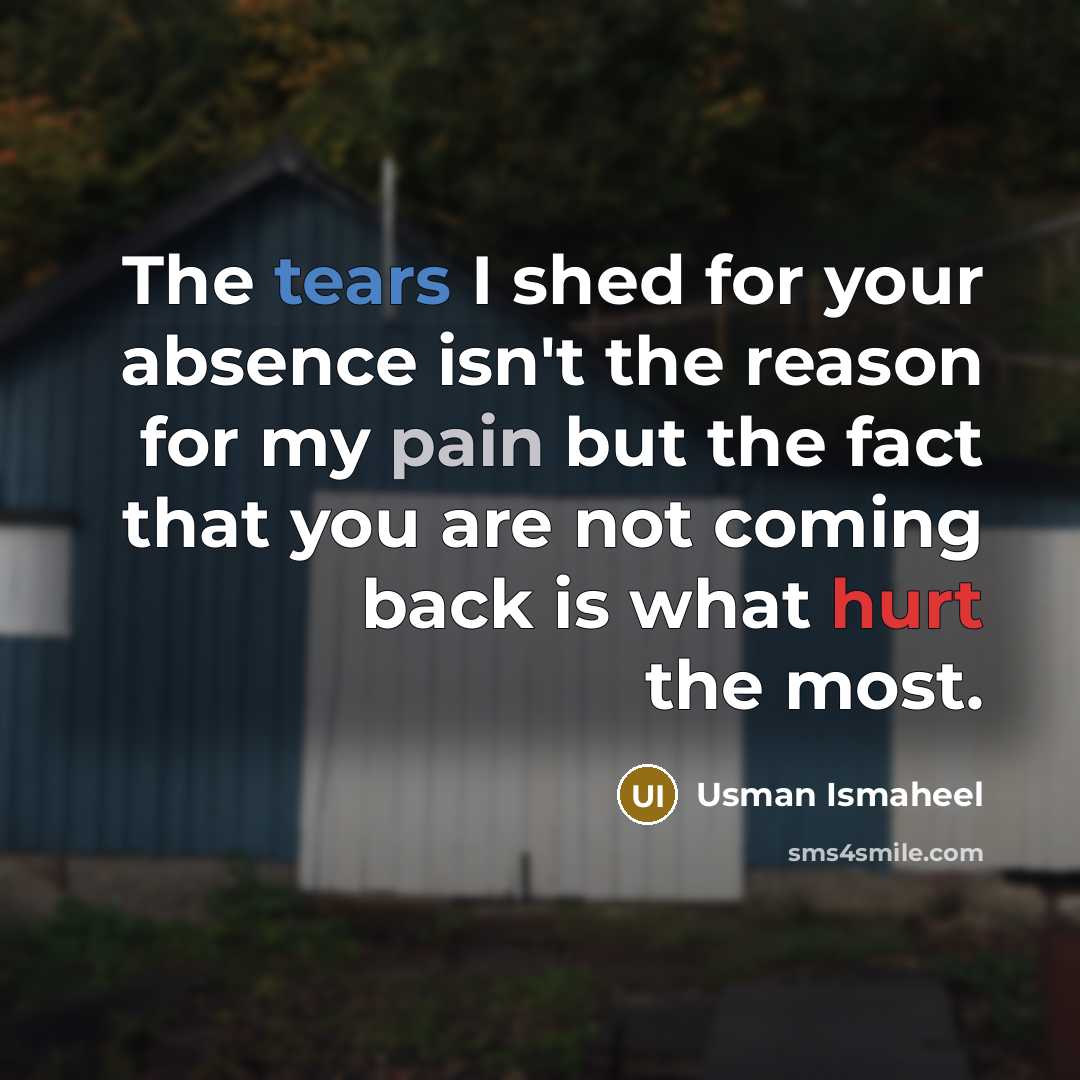 “The tears I shed for your absence isn't the reason…” quote by Usman Ismaheel
