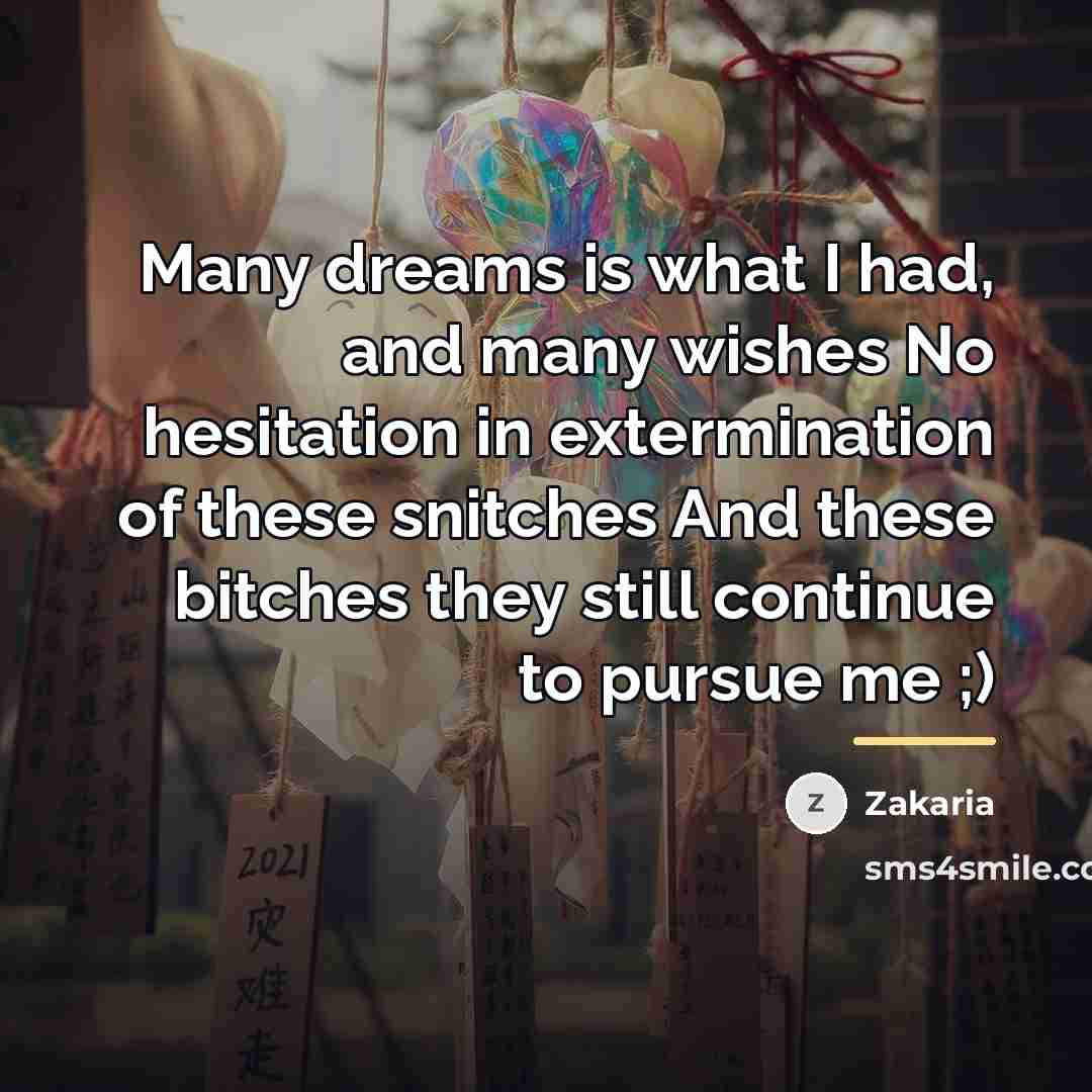 “Many dreams is what I had, and many wishes No…” quote by Zakaria
