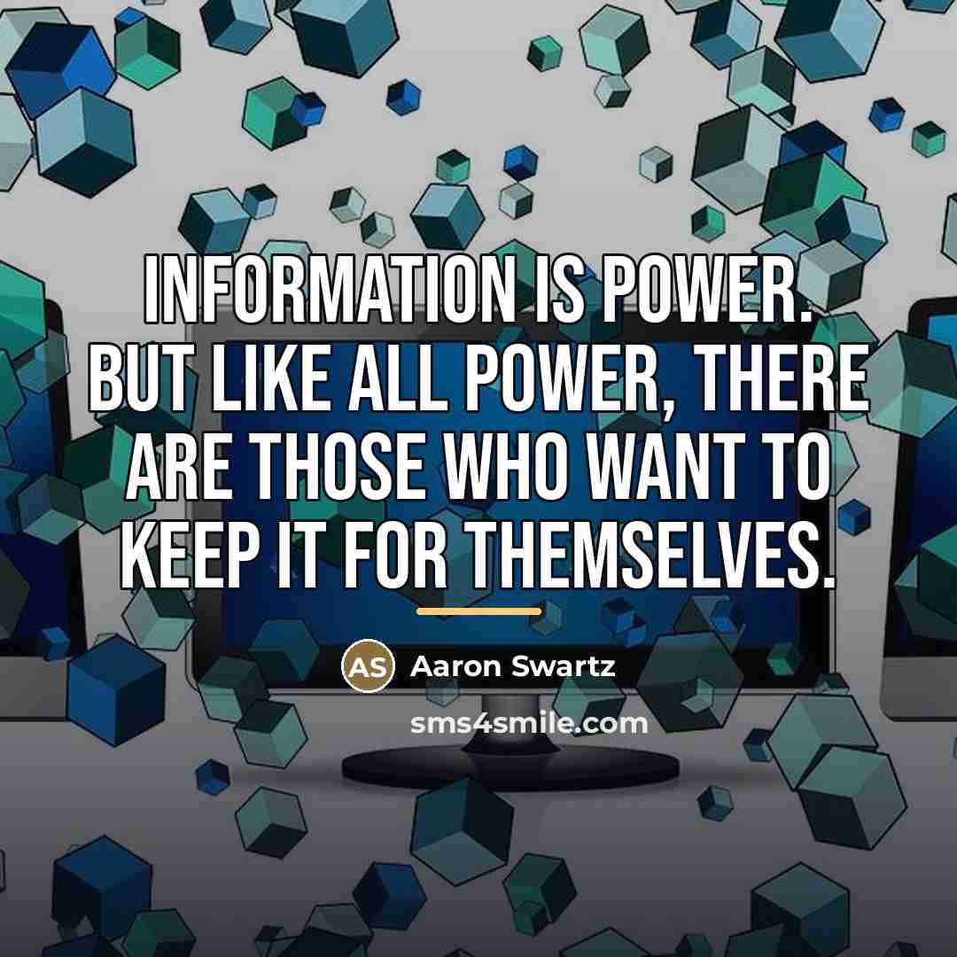 “Information is power. But like all power, there are those…” quote by Aaron Swartz
