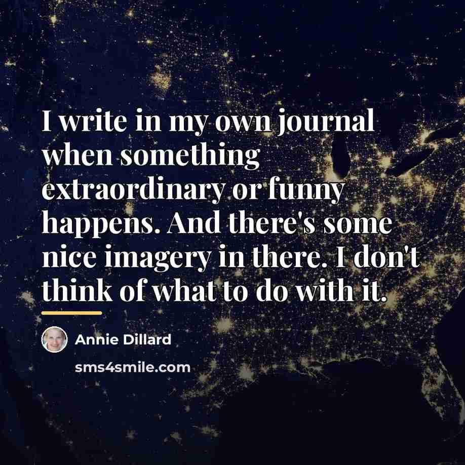 “I write in my own journal when something extraordinary or…” quote by Annie Dillard