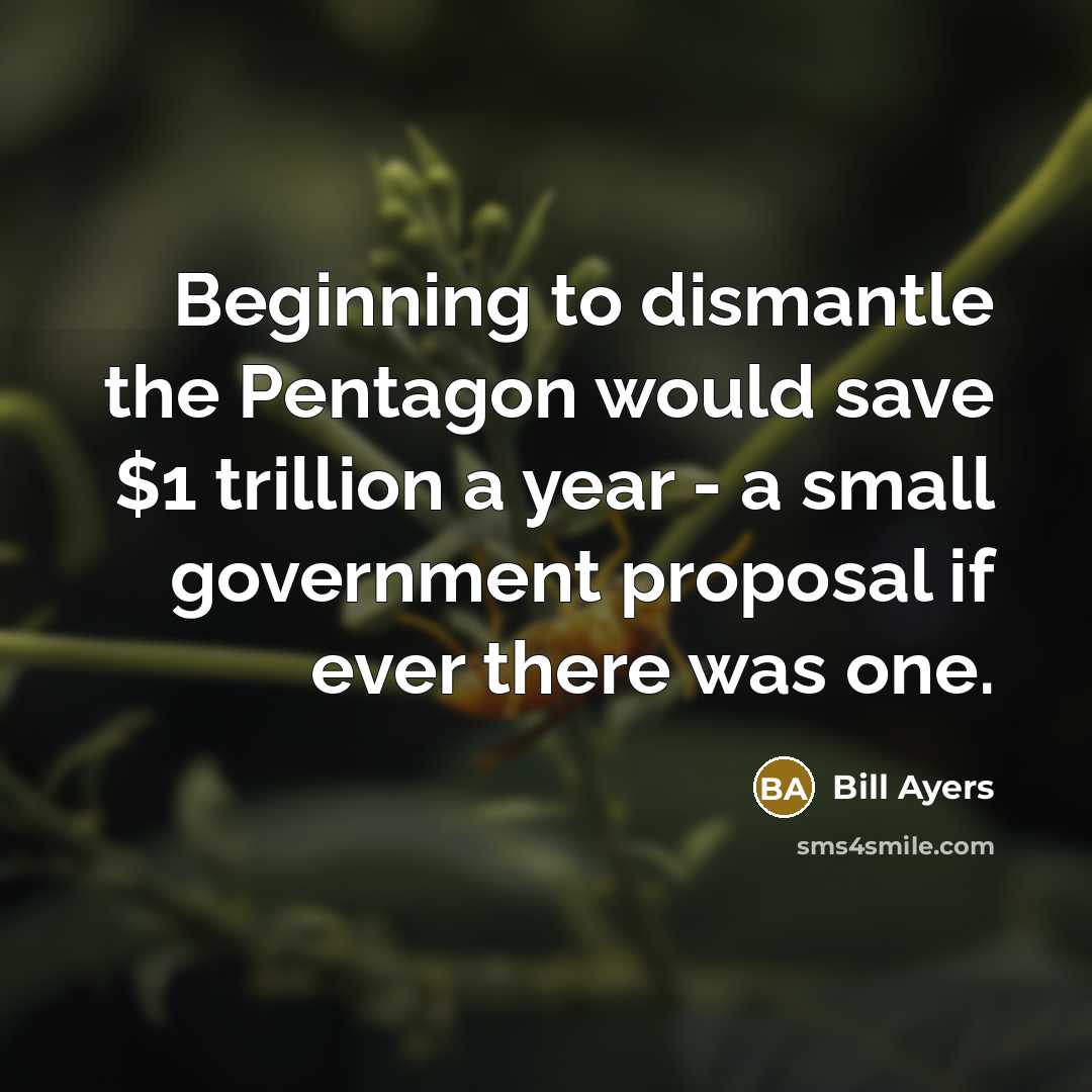 “Beginning to dismantle the Pentagon would save $1 trillion a…” quote by Bill Ayers