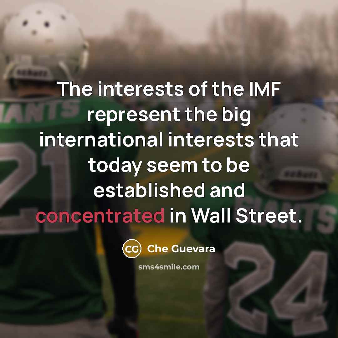 “The interests of the IMF represent the big international interests…” quote by Che Guevara